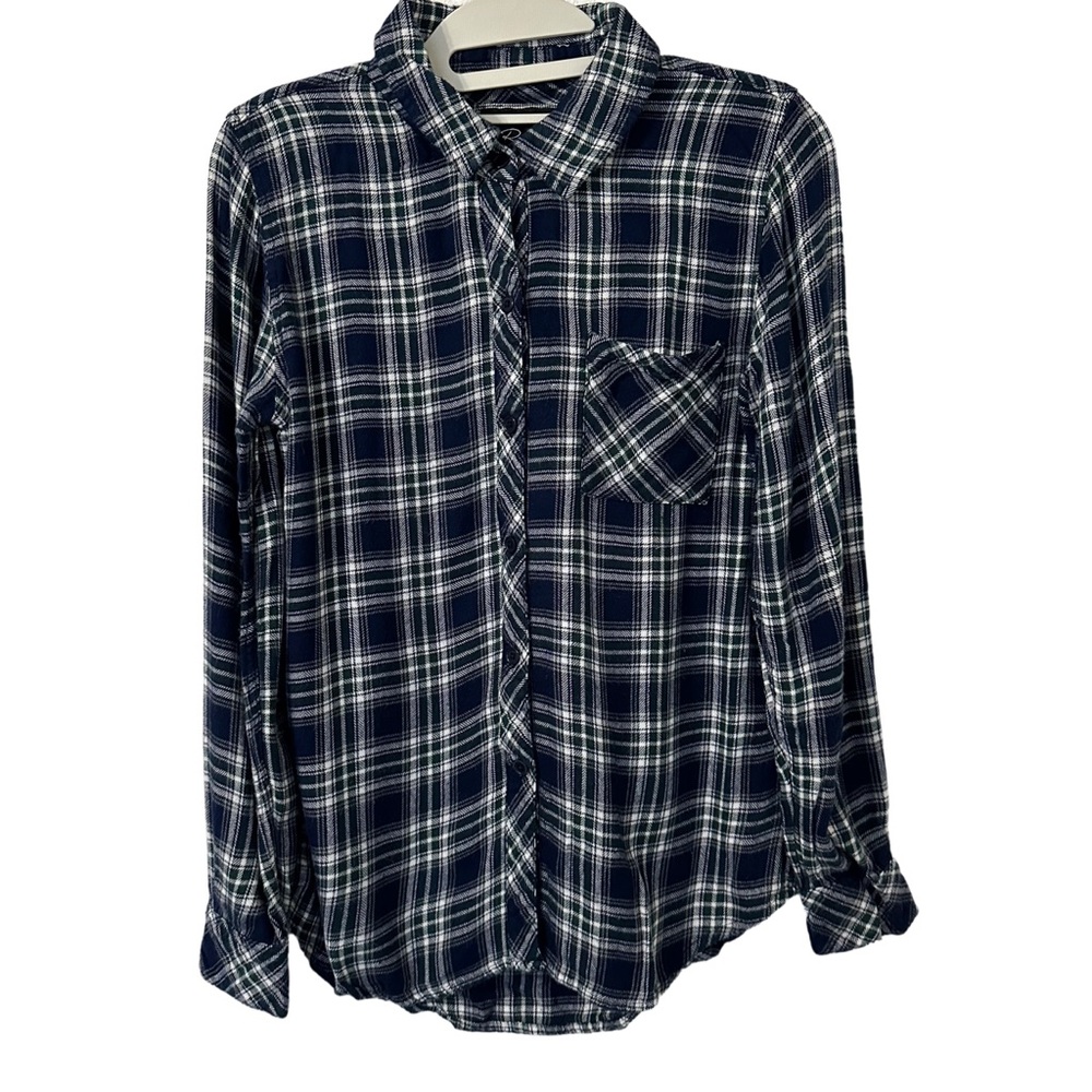 Rails Hunter Soft Rayon Plaid Button Down Shirt Black and White‎ Women’s Size XS